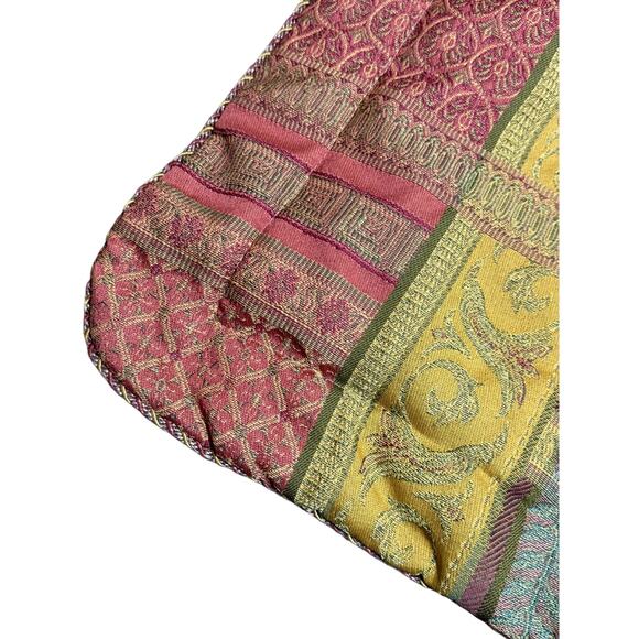 Croscill Standard Pillow Sham Corded Trim Patchwork Jacquard Bohemian Tapestry 2 - Picture 9 of 11